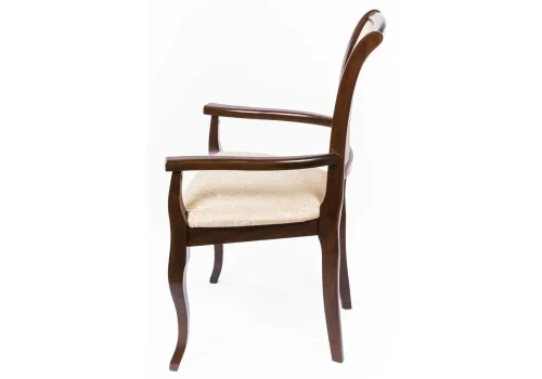 Кресло Murano тобакко 1130 Woodville, бежевый золотой/ткань, ножки/массив гевеи дерево/коричневый, размеры - ****610* фото 5