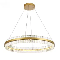 Светильник подвесной LED Cherio SL383.223.01 ST-Luce прозрачный 1 лампа, основание матовое золото в стиле модерн кольца