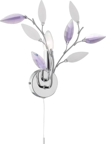 Бра с выключателем GIULIETTA 63167-1W Globo белый фиолетовый на 1 лампа, основание хром в стиле флористика 