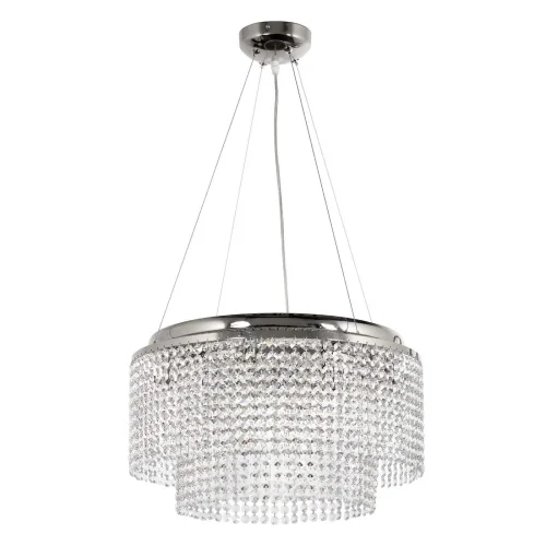 Люстра хрустальная подвесная Milano E 1.5.D50.501 N Arti Lampadari прозрачная без плафона на 8 ламп, основание никель в стиле классический 