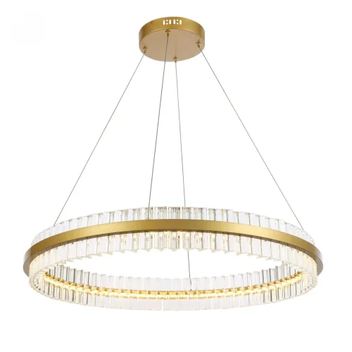 Светильник подвесной LED Cherio SL383.223.01 ST-Luce прозрачный 1 лампа, основание матовое золото в стиле современный кольца