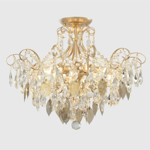 Люстра потолочная ESMIRALDA PL6 GOLD Crystal Lux прозрачная на 6 ламп, основание золотое в стиле арт-деко фото 6