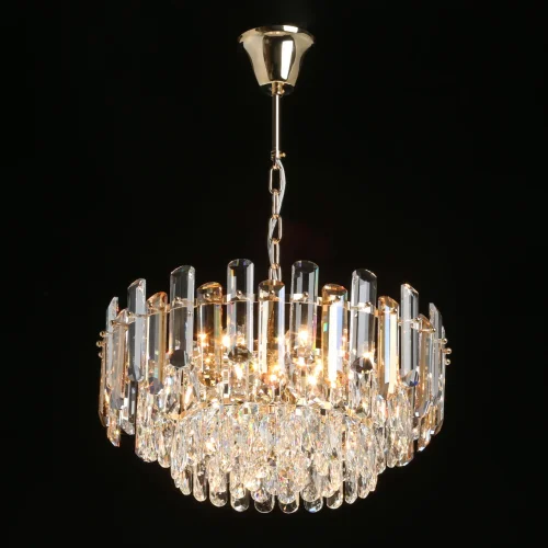 Люстра подвесная Аделард 642016008 MW-Light прозрачная янтарная на 8 ламп, основание золотое в стиле классический современный  фото 2
