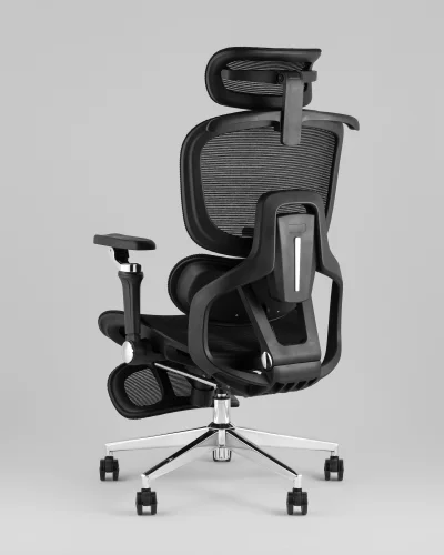 Кресло офисное топчэйрс Продиджи с оттоманкой, черный УТ000041699 Stool Group, чёрный/текстиль сетка, ножки/металл/хром, размеры - *1310**** фото 5