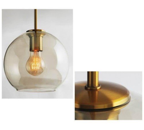 Светильник подвесной Sumatra V2111-P Moderli янтарный 1 лампа, основание латунь в стиле современный шар фото 2