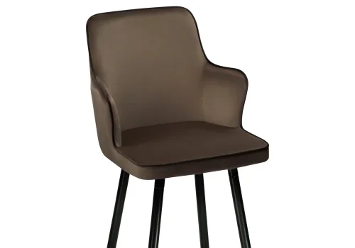 Барный стул Feona dark brown 15073 Woodville, коричневый/велюр, ножки/металл/чёрный, размеры - ****520*540 фото 5