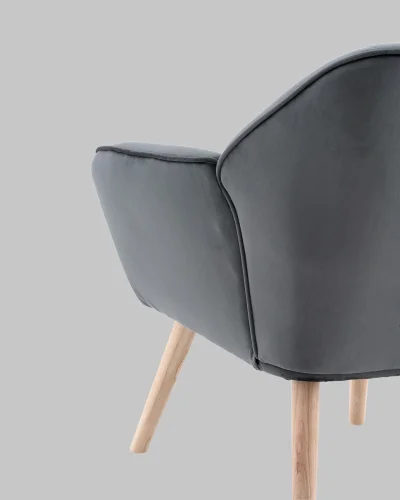 Кресло Руди серый УТ000040114 Stool Group, серый/велюр, ножки/массив гевеи/бежевый коричневый, размеры - *750****мм фото 6