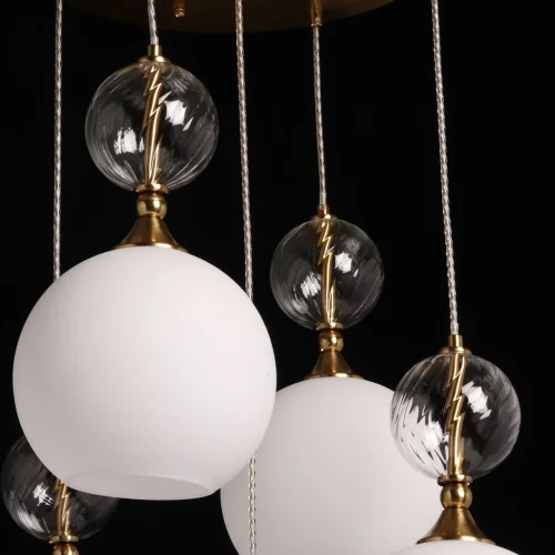 Светильник подвесной Крайс 657013105 MW-Light белый 5 ламп, основание латунь в стиле современный хай-тек каскад шар фото 6