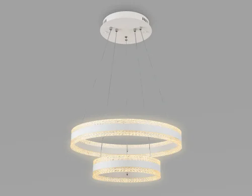 Люстра подвесная LED с пультом FA6175 Ambrella light белая прозрачная на 1 лампа, основание белое в стиле современный хай-тек с пультом кольца фото 5
