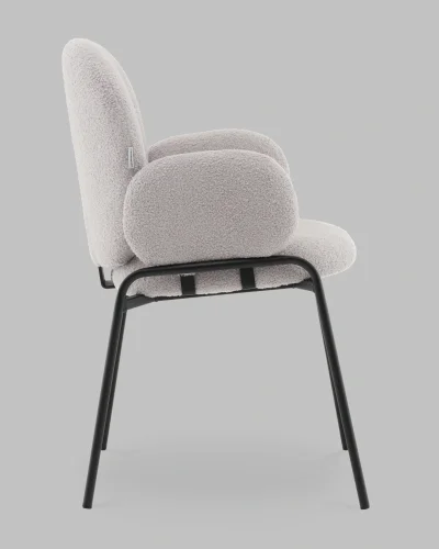 Стул с подлокотниками Моллек букле светло-серый УТ000041635 Stool Group, серый/букле, ножки/сталь/чёрный, размеры - ***** фото 3