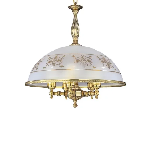 Люстра подвесная  L 6102/48 Reccagni Angelo белая прозрачная на 5 ламп, основание золотое в стиле классический  фото 2