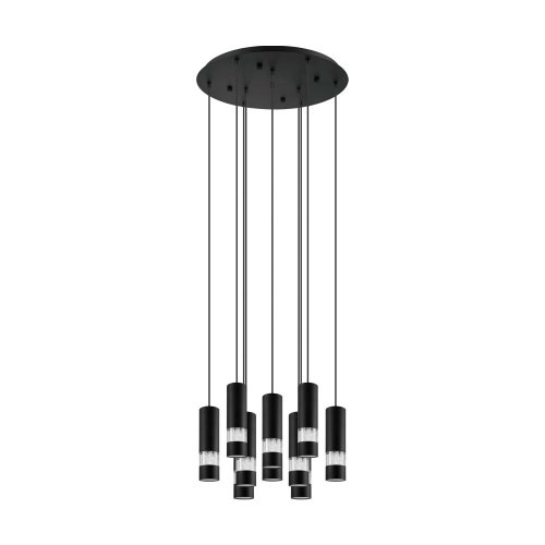 Светильник подвесной Bernabeta 39708 Eglo чёрный 10 ламп, основание чёрное в стиле модерн каскад трубочки