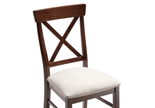 Деревянный стул Калатея вишня / ткань Р18 499598 Woodville, бежевый/ткань, ножки/массив бука дерево/вишня, размеры - ****460*550 фото 5