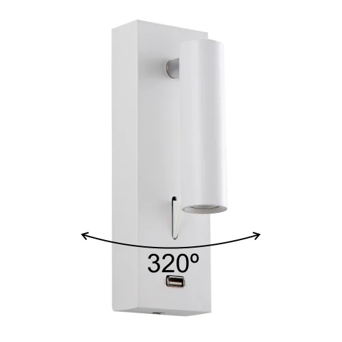 Бра с выключателем LED с usb CLT 210W USB WH Crystal Lux белый на 1 лампу, основание белое в стиле современный фото 2