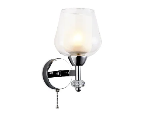 Бра с выключателем TR3158 Ambrella light белый прозрачный на 1 лампу, основание хром в стиле современный 