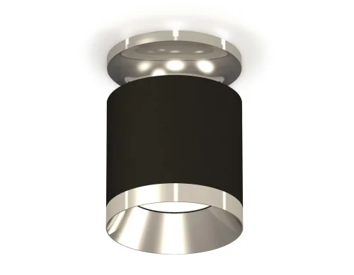 Светильник накладной XS7402082 Ambrella light чёрный 1 лампа, основание серебряное в стиле хай-тек современный круглый