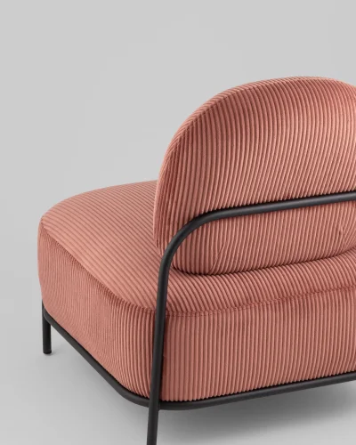Кресло Стоун велюр рельефный коралловый УТ000039987 Stool Group, розовый/велюр, ножки/металл/чёрный, размеры - *780***710*680мм фото 8