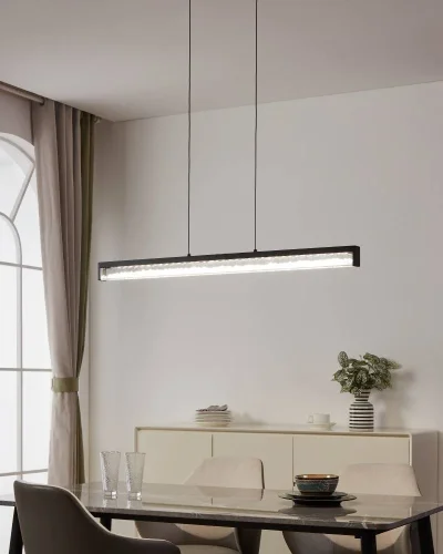 Светильник подвесной LED Cardito 1 900895 Eglo прозрачный 6 ламп, основание чёрное в стиле современный линейный фото 2