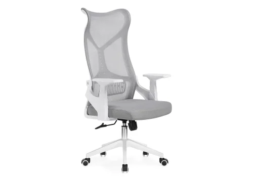 Компьютерное кресло Klif gray / white 15606 Woodville, серый/сетка, ножки/пластик/белый, размеры - *1240***620*650