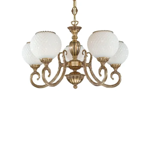 Люстра подвесная  L 8550/5 Reccagni Angelo белая на 5 ламп, основание золотое в стиле классический  фото 3