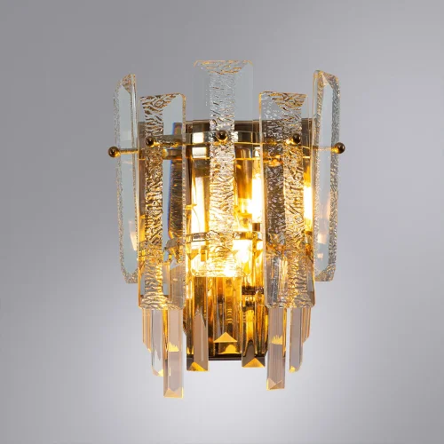 Бра Nicoletta A1052AP-2GO Arte Lamp прозрачный на 2 лампы, основание золотое в стиле классический  фото 2