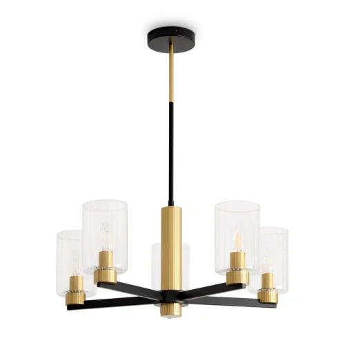 Люстра на штанге Ombre FR2051CL-05BBS Freya прозрачная на 5 ламп, основание чёрное в стиле классический фото 4 Люстра на штанге Ombre FR2051CL-05BBS Freya прозрачная на 5 ламп, основание чёрное в стиле классический фото 4