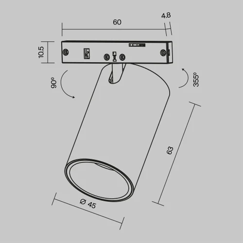 Трековый светильник Focus Led 2700К 9Вт 36° Magnetic track system Levity TR187-1-9W2.7K-M-BW Maytoni белый для шинопроводов серии Magnetic track system Levity белый чёрный фото 2
