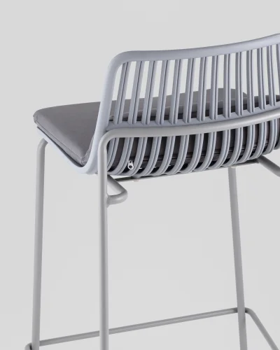Стул барный Louran с подушкой, серый УТ000040187 Stool Group, серый/экокожа, ножки/металл/серый, размеры - ***** фото 6