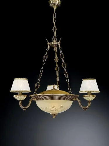 Люстра подвесная  L 6422/3+3 Reccagni Angelo жёлтая белая на 6 ламп, основание античное бронза в стиле классический 