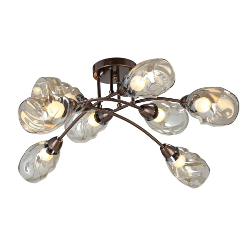 Люстра потолочная V4925-7/8PL Vitaluce янтарная на 8 ламп, основание бронзовое в стиле арт-деко фото 3