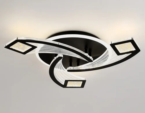 Люстра потолочная LED с пультом FA4477 Ambrella light чёрная на 1 лампа, основание чёрное в стиле современный хай-тек с пультом фото 5