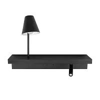 Бра с выключателем Shelf 10216/2W Black LOFT IT чёрный 1 лампа, основание чёрное в стиле современный с полкой для чтения
