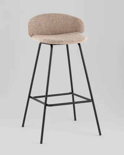 Стул барный Nita, букле кофейный УТ000040262 Stool Group, бежевый коричневый/букле, ножки/металл/чёрный, размеры - *****