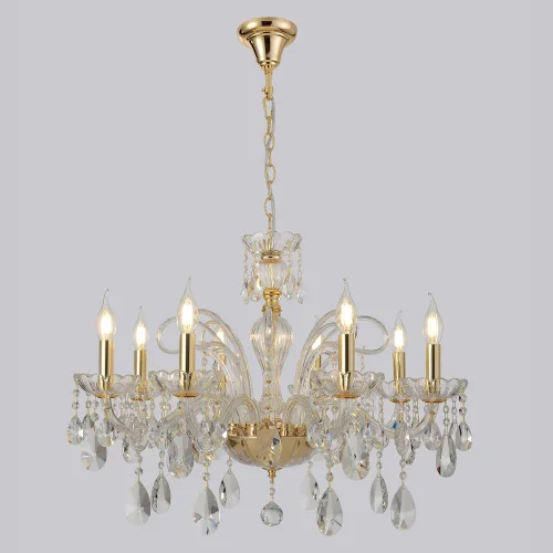 Люстра подвесная MONICA SP8 GOLD Crystal Lux без плафона прозрачная на 8 ламп, основание золотое в стиле классический фото 6