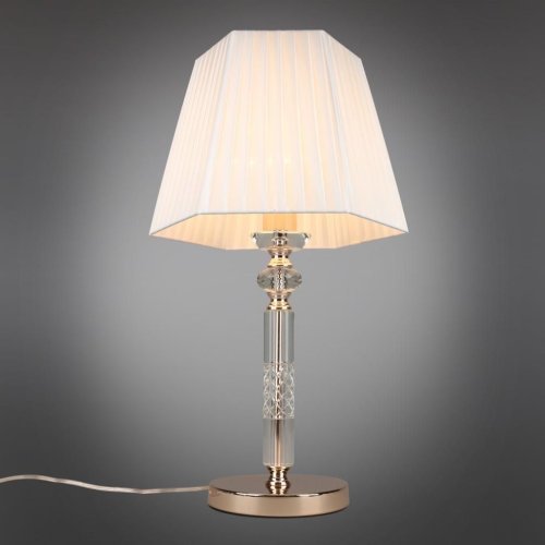 Настольная лампа Laglio OML-88204-01 Omnilux белая 1 лампа, основание золотое хрусталь металл в стиле классический  фото 2