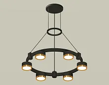 Светильник подвесной XR92051102 Ambrella light чёрный золотой 6 ламп, основание чёрное в стиле хай-тек современный 