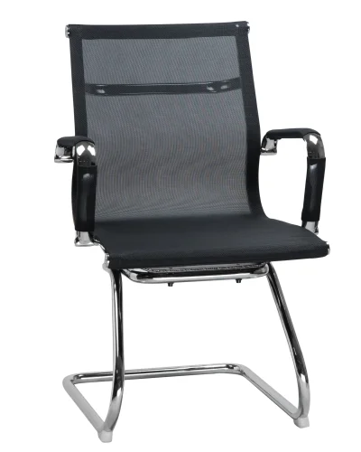 Офисное кресло для посетителей 102N_Mesh-LMR CODY MESH, цвет сиденья черный, цвет основания хромированная сталь Dobrin, чёрный/сетка, ножки/металл/хром, размеры - ****535*600