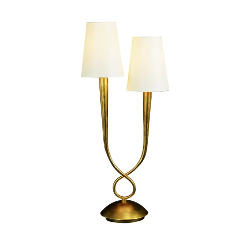 Настольная лампа PAOLA PAN ORO 3546 Mantra белая 2 лампы, основание золотое металл в стиле современный  фото 2