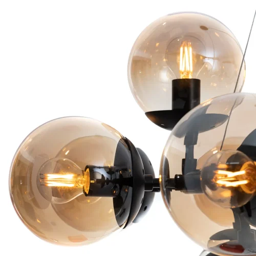Люстра подвесная лофт Bolla A1664SP-25BK Arte Lamp янтарная на 25 ламп, основание чёрное в стиле лофт шар фото 3