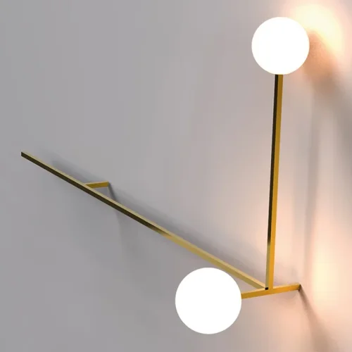 Настенный светильник LINES 2 золото 189563-26 ImperiumLoft белый на 2 лампы, основание золотое в стиле минимализм  фото 6