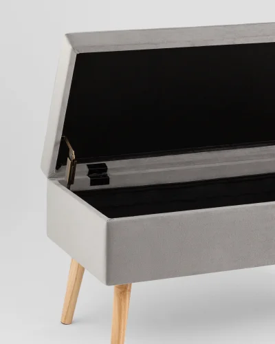 Банкетка Сторми с ящиком, велюр серый УТ000041747 Stool Group на 1 , основание в стиле современный фото 5