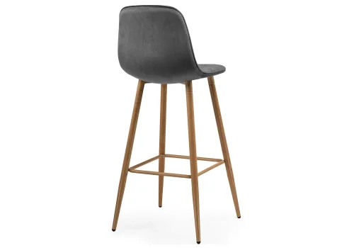 Барный стул Capri dark gray / wood 15132 Woodville, серый/велюр, ножки/металл/натуральный, размеры - ****435*490 фото 4