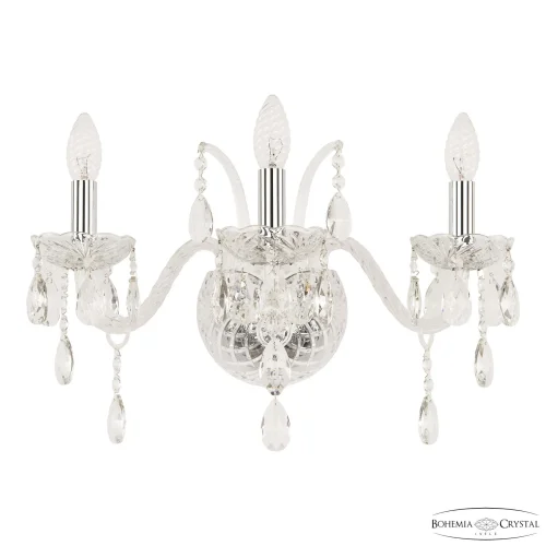 Бра 105B/3/165 Ni Bohemia Ivele Crystal без плафона на 3 лампы, основание никель прозрачное в стиле классический sp