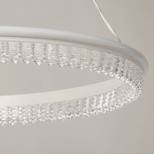 Светильник подвесной LED с пультом Ральф 675016201 DeMarkt прозрачный на 1 лампу, основание белое в стиле кольца с пультом фото 3