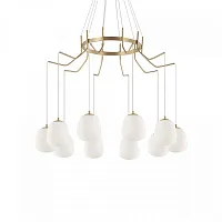 Люстра подвесная KAROUSEL SP10 Ideal Lux белая на 10 ламп, основание латунь в стиле современный шар