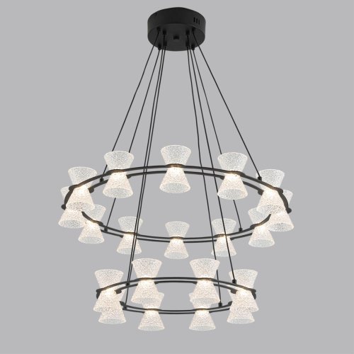 Люстра подвесная LED Vinora 8341/70L Lumion прозрачная на 1 лампу, основание чёрное в стиле минимализм современный хай-тек кольца фото 4