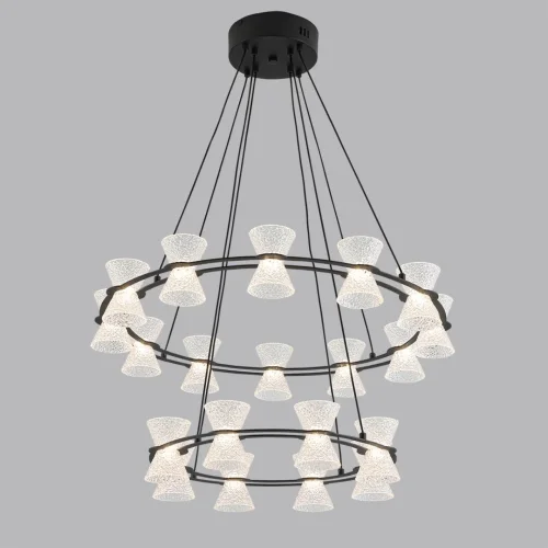 Люстра подвесная LED Vinora 8341/70L Lumion прозрачная на 1 лампу, основание чёрное в стиле современный хай-тек минимализм кольца фото 4