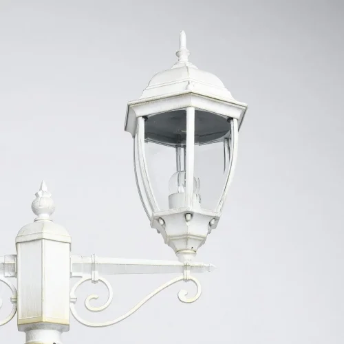 Парковый светильник Фабур 804041102 DeMarkt уличный IP44 белый 2 лампы, плафон прозрачный в стиле классический E27 фото 3