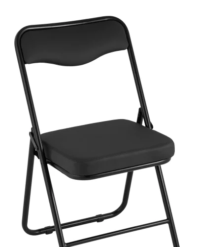 Складной стул Джонни экокожа черный каркас черный матовый УТ000035365 Stool Group, чёрный/экокожа, ножки/металл/чёрный, размеры - ****450*495 фото 2