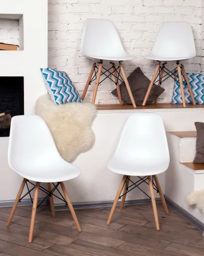 Стул EAMES, белый 4шт. (набор) УТ000036422 Stool Group, /, ножки/массив бука/бежевый, размеры - *815***460*530 фото 4